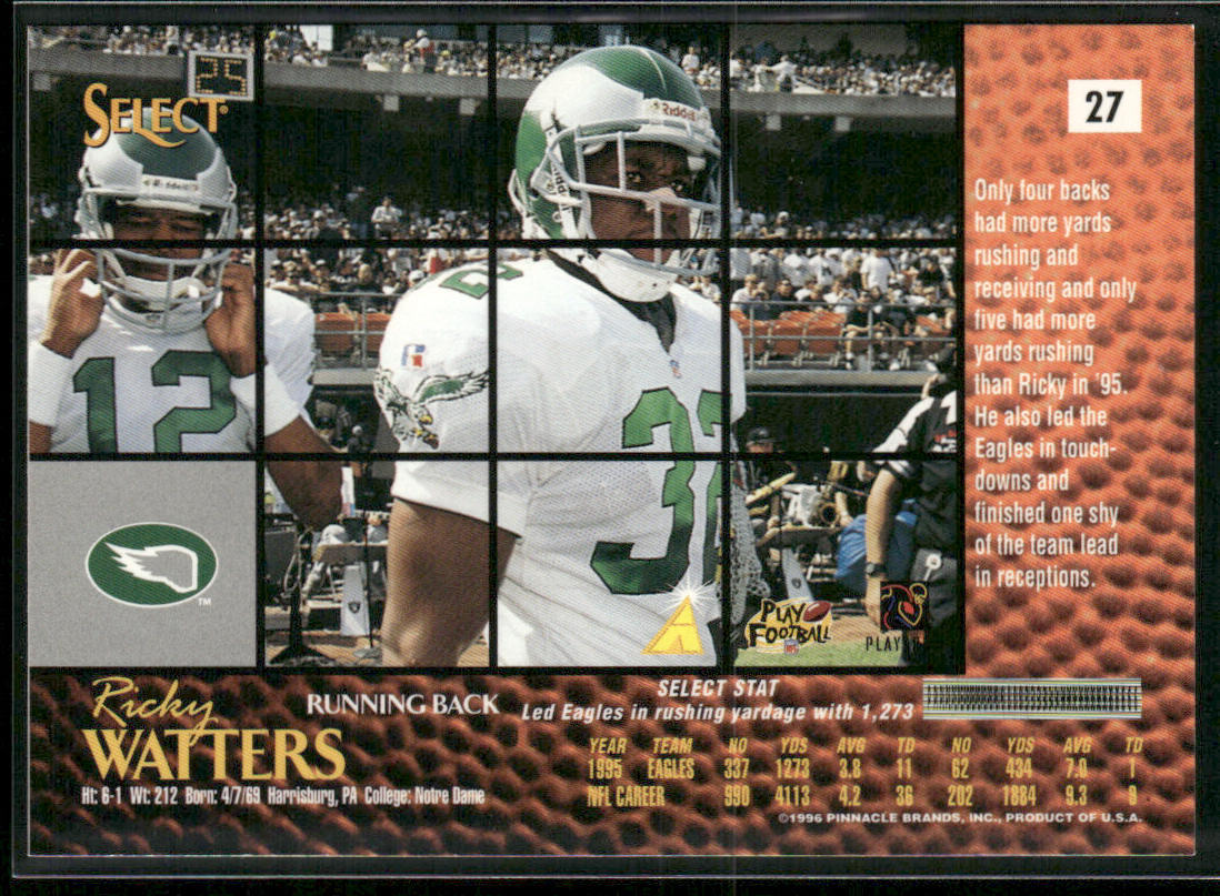 Ricky Watters 1996 Select #27 Philadelphia Eagles