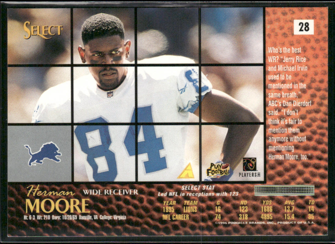 Herman Moore 1996 Select #28 Detroit Lions