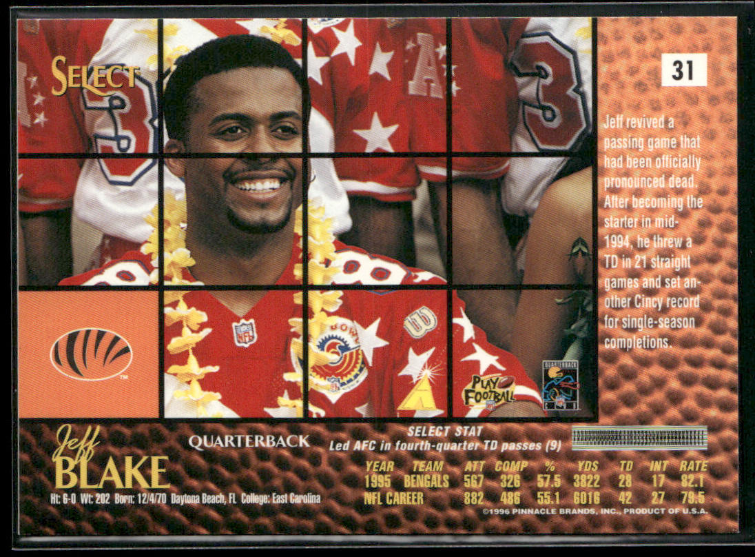Jeff Blake 1996 Select #31 Cincinnati Bengals