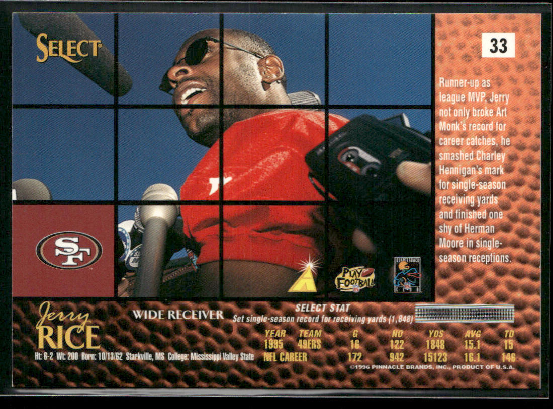 Jerry Rice 1996 Select #33 San Francisco 49ers
