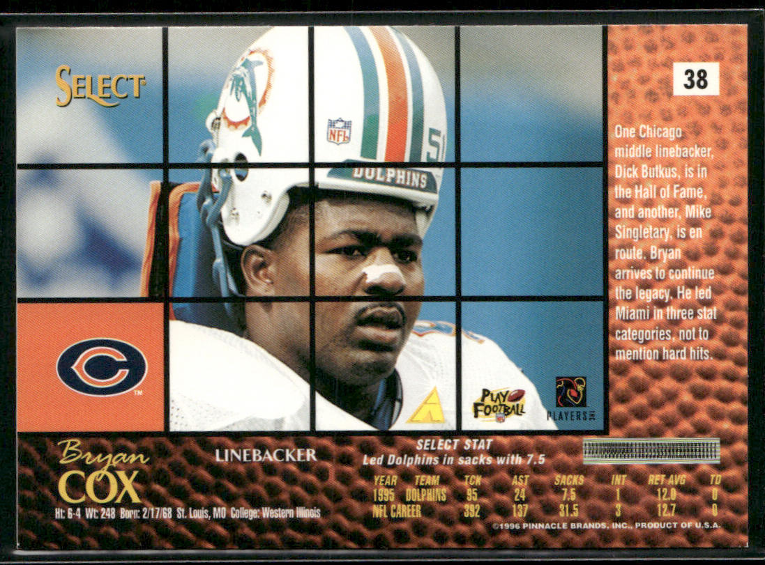 Bryan Cox 1996 Select #38 Chicago Bears