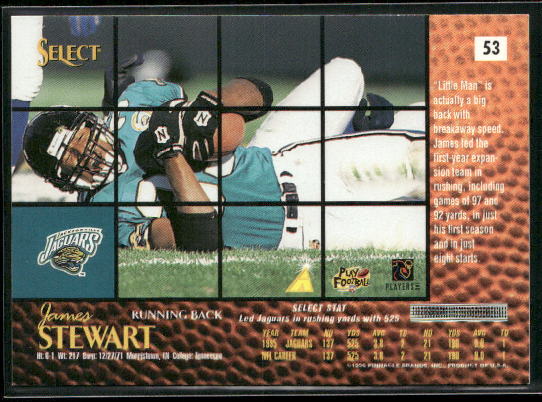 James Stewart 1996 Select #53 Jacksonville Jaguars