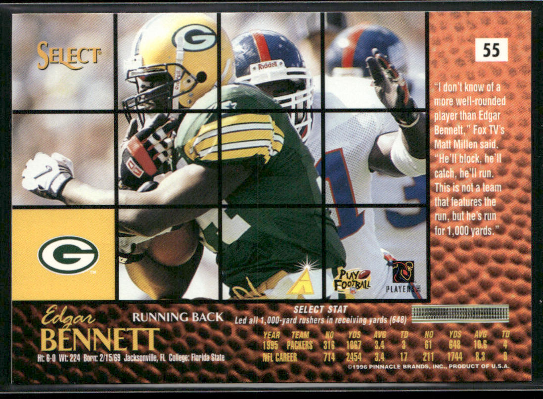 Edgar Bennett 1996 Select #55 Green Bay Packers