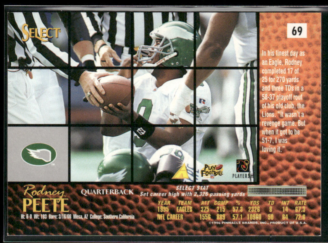 Rodney Peete 1996 Select #69 Philadelphia Eagles