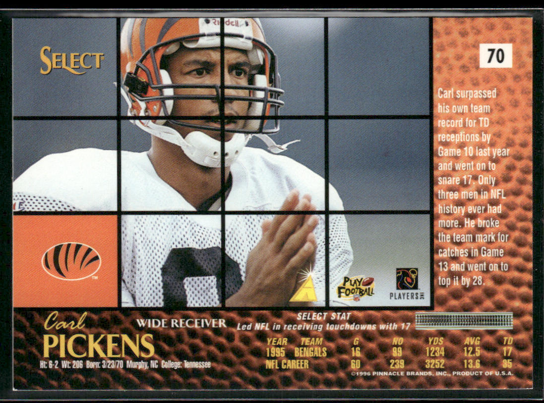 Carl Pickens 1996 Select #70 Cincinnati Bengals