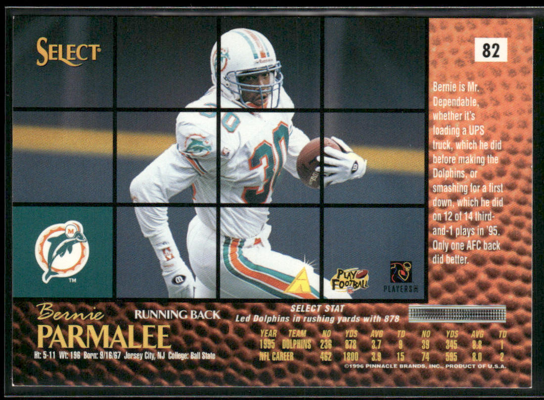 Bernie Parmalee 1996 Select #82 Miami Dolphins
