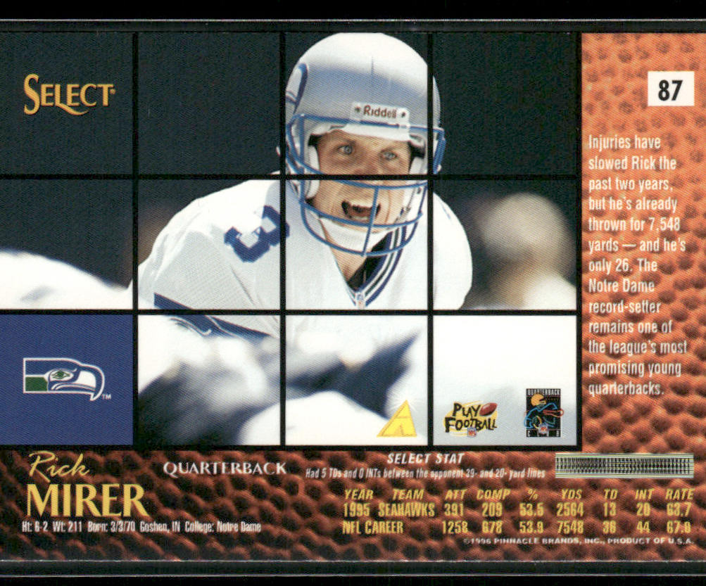 Rick Mirer 1996 Select #87 Seattle Seahawks