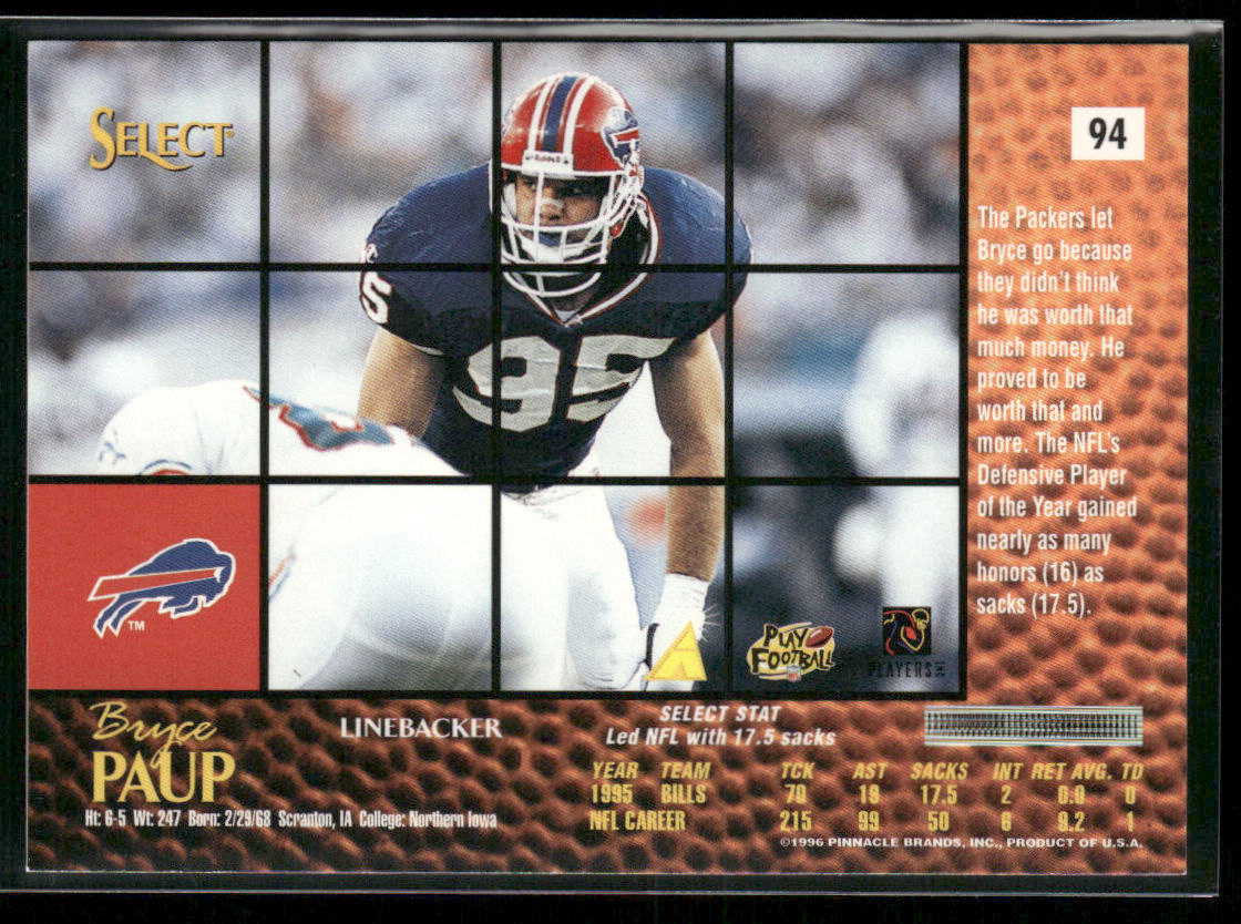 Bryce Paup 1996 Select #94 Buffalo Bills
