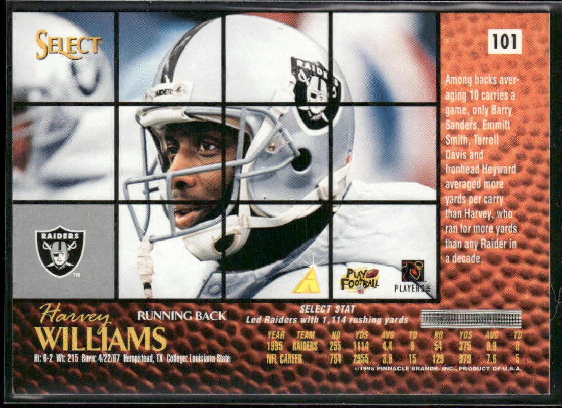 Harvey Williams 1996 Select #101 Oakland Raiders