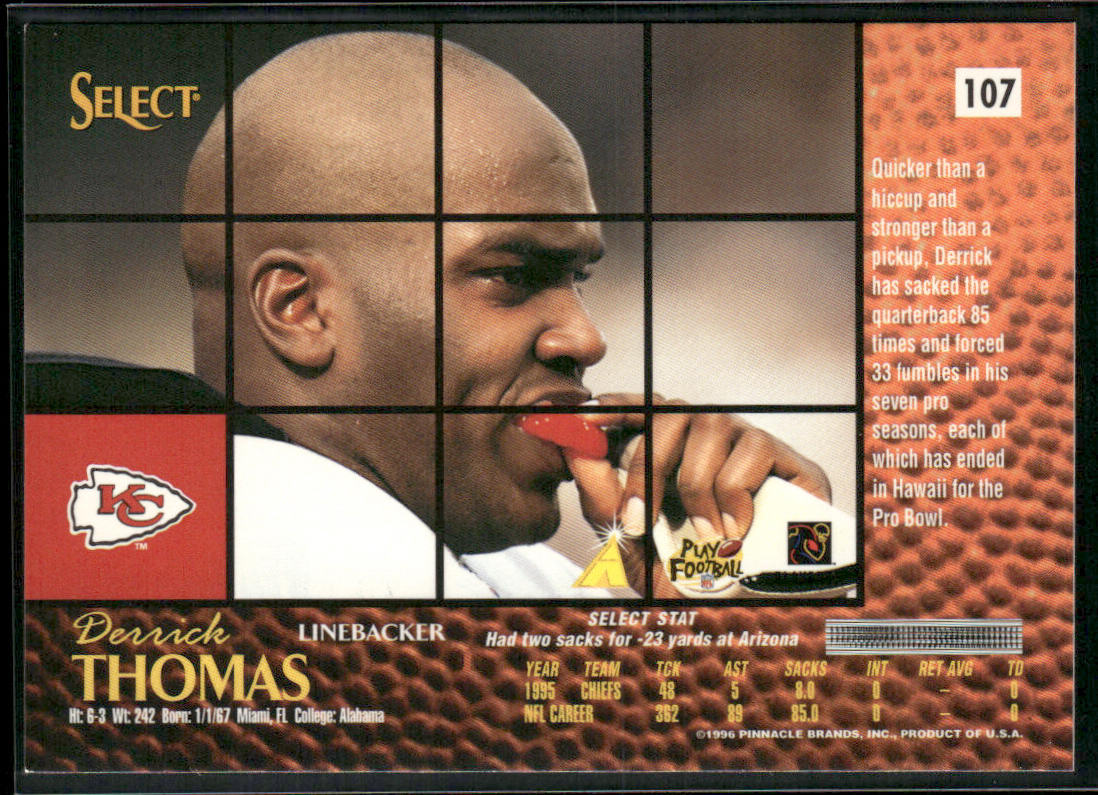 Derrick Thomas 1996 Select #107 Kansas City Chiefs