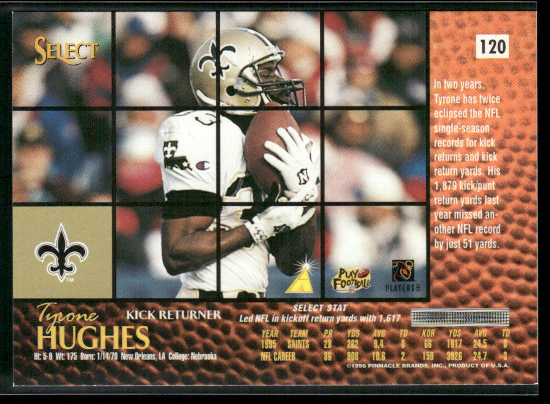 Tyrone Hughes 1996 Select #120 New Orleans Saints