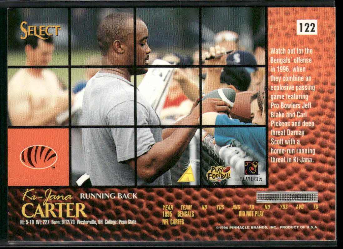 Ki-Jana Carter 1996 Select #122 Cincinnati Bengals
