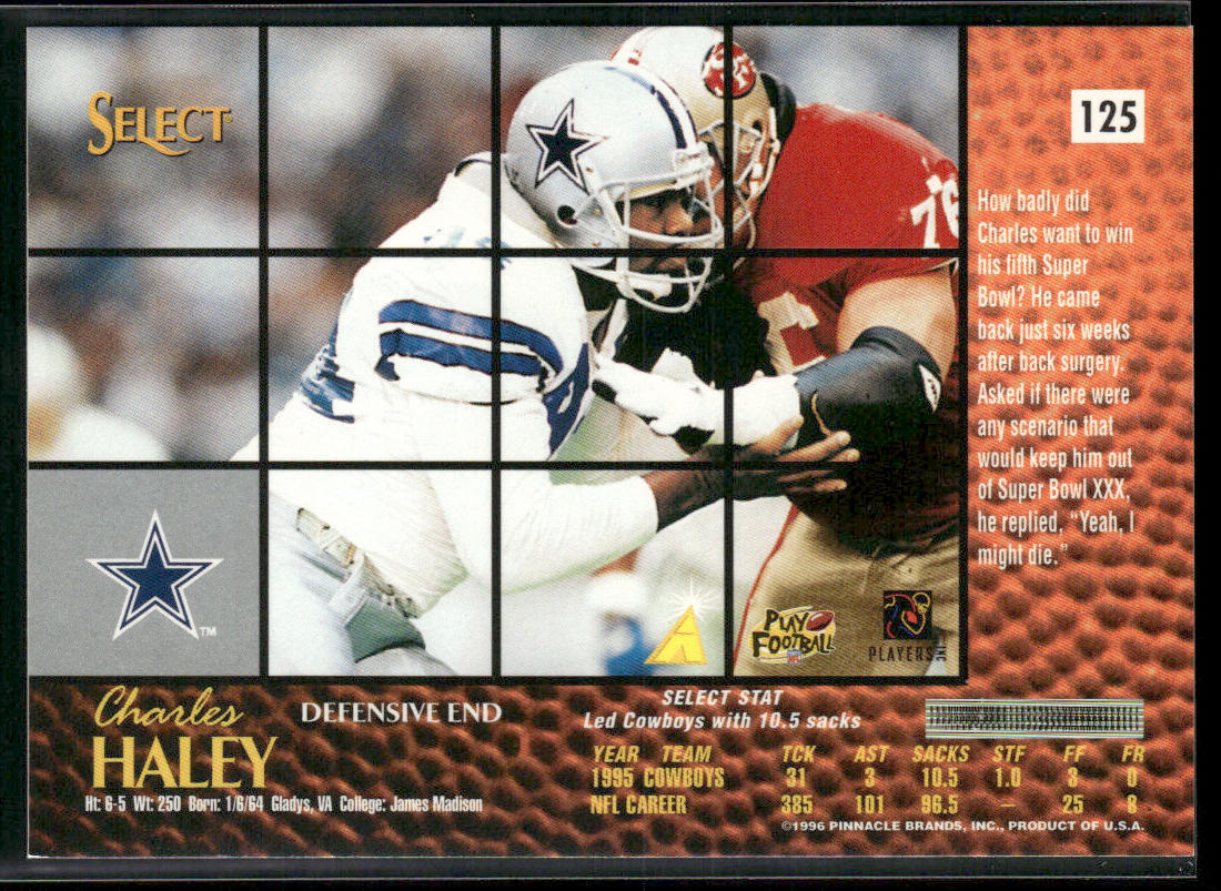 Charles Haley 1996 Select #125 Dallas Cowboys