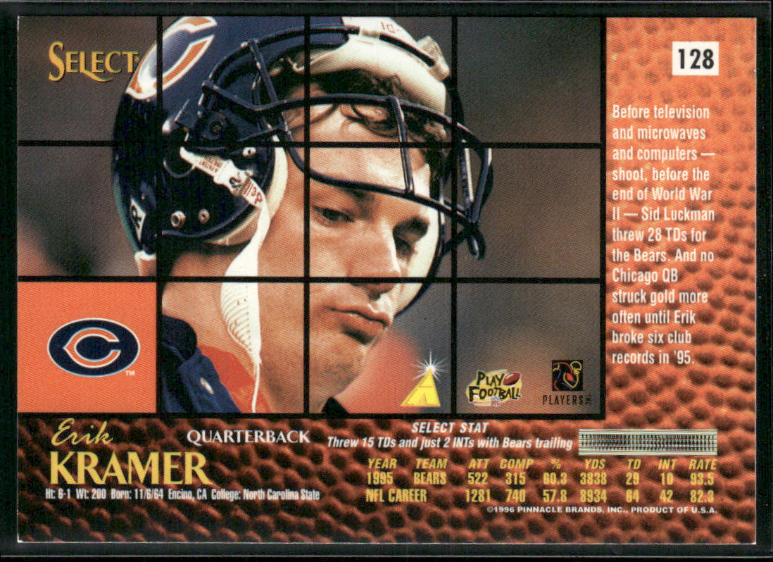 Erik Kramer 1996 Select #128 Chicago Bears