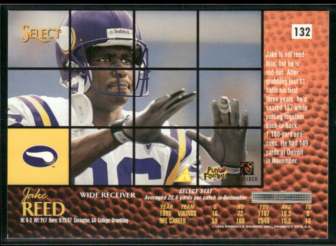 Jake Reed 1996 Select #132 Minnesota Vikings