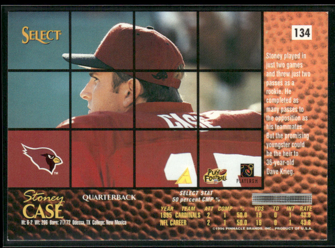Stoney Case 1996 Select #134 Arizona Cardinals