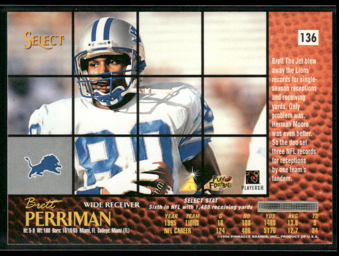 Brett Perriman 1996 Select #136 Detroit Lions