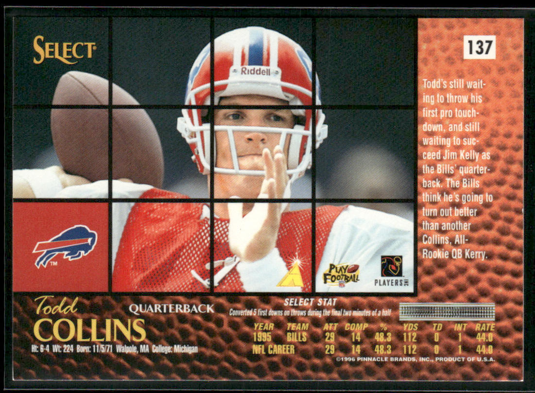 Todd Collins 1996 Select #137 Buffalo Bills