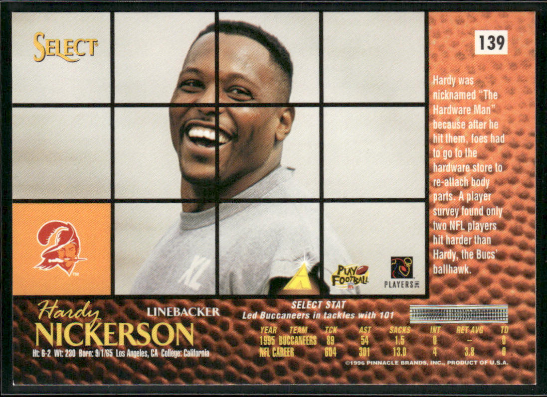 Hardy Nickerson 1996 Select #139 Tampa Bay Buccaneers