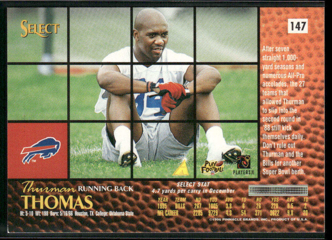Thurman Thomas 1996 Select #147 Buffalo Bills