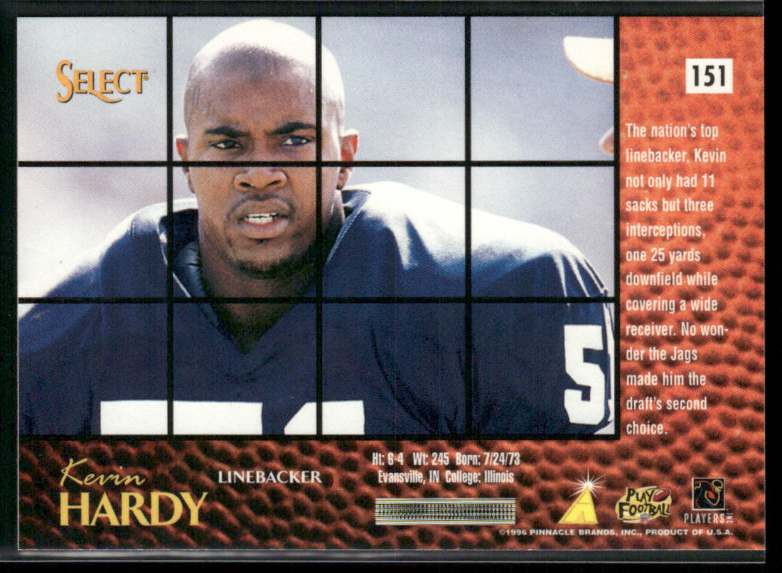 Kevin Hardy 1996 Select #151 RC Jacksonville Jaguars