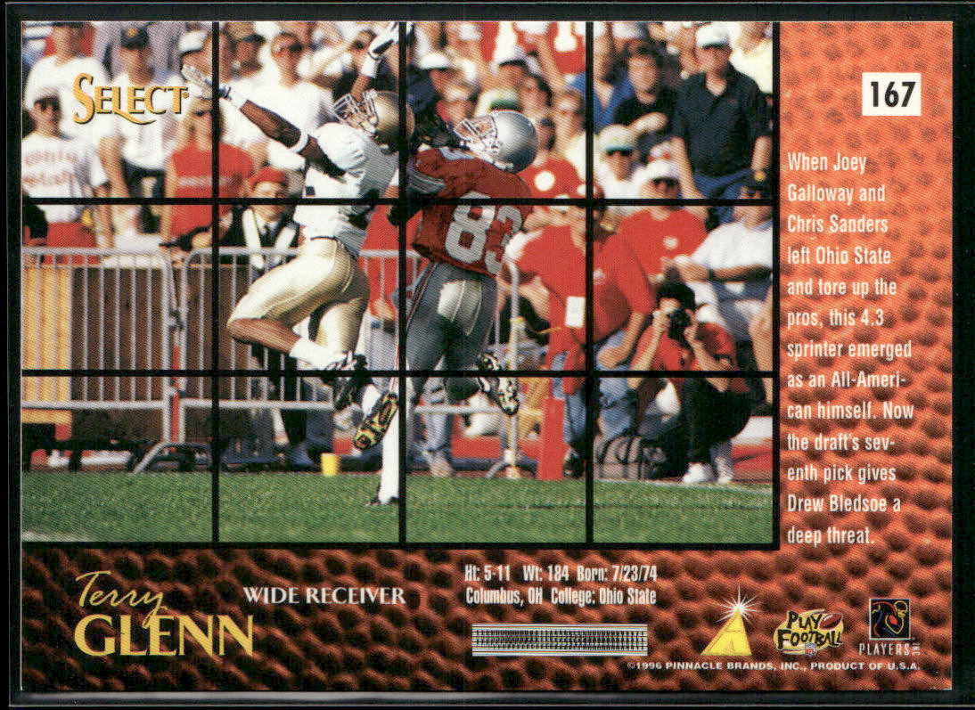 Terry Glenn 1996 Select #167 RC New England Patriots