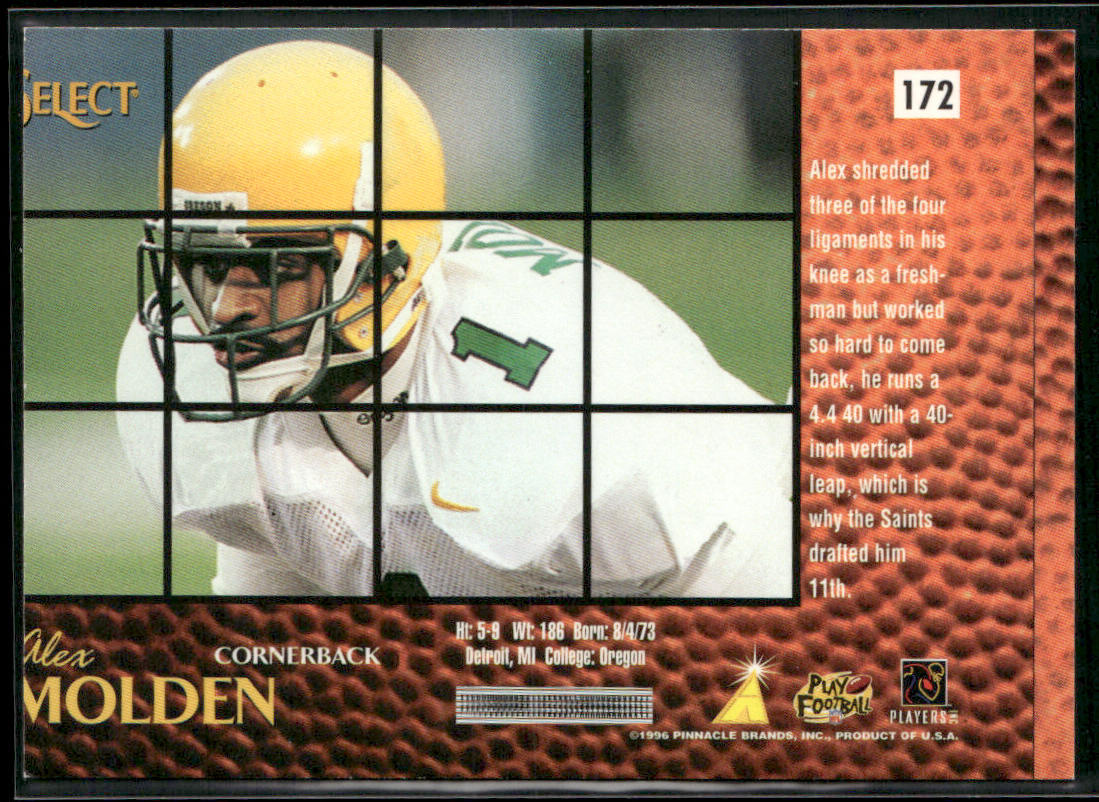 Alex Molden 1996 Select #172 RC New Orleans Saints