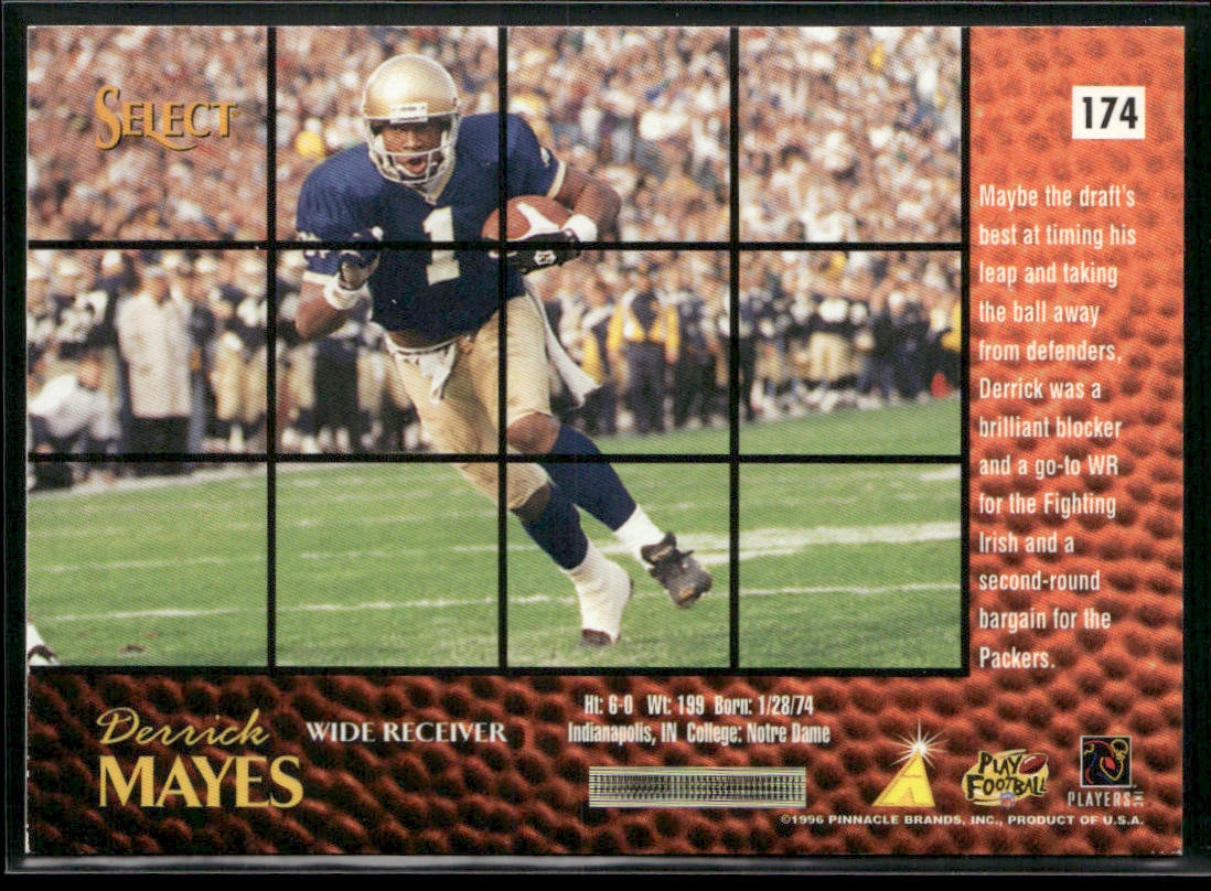 Derrick Mayes 1996 Select #174 RC Green Bay Packers
