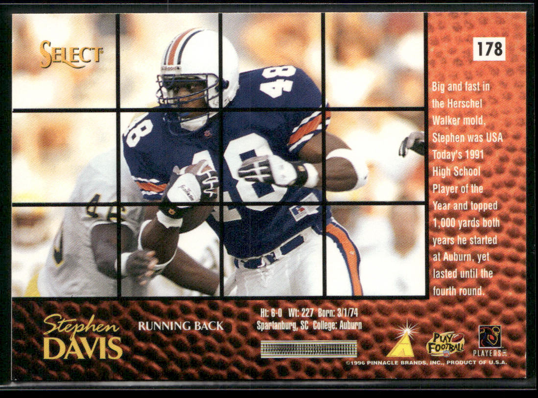 Stephen Davis 1996 Select #178 RC Washington Redskins