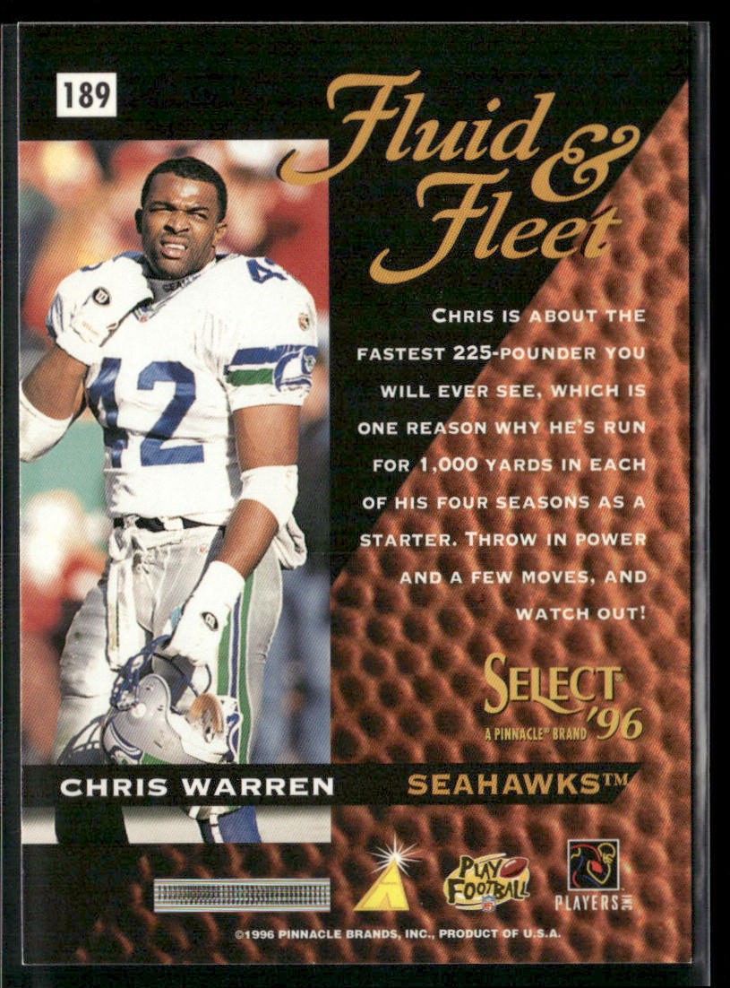 Chris Warren 1996 Select Artist's Proofs #189 Seattle Seahawks
