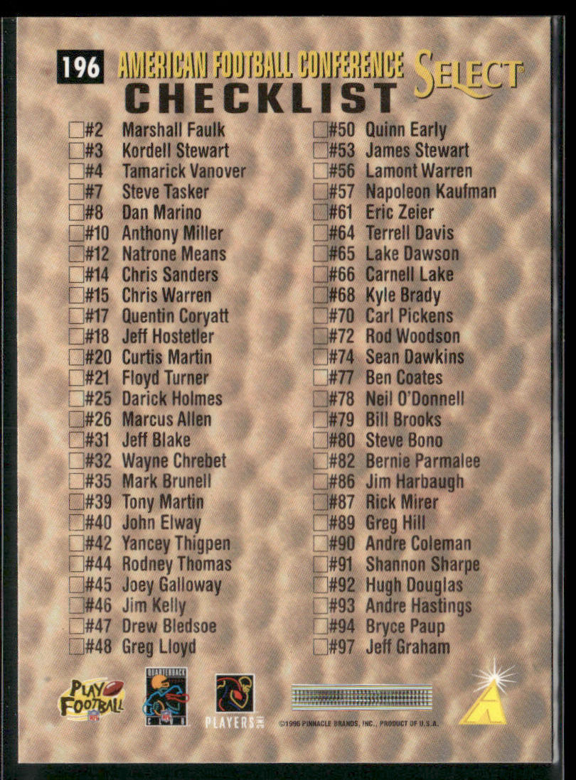Dan Marino 1996 Select #196 Miami Dolphins