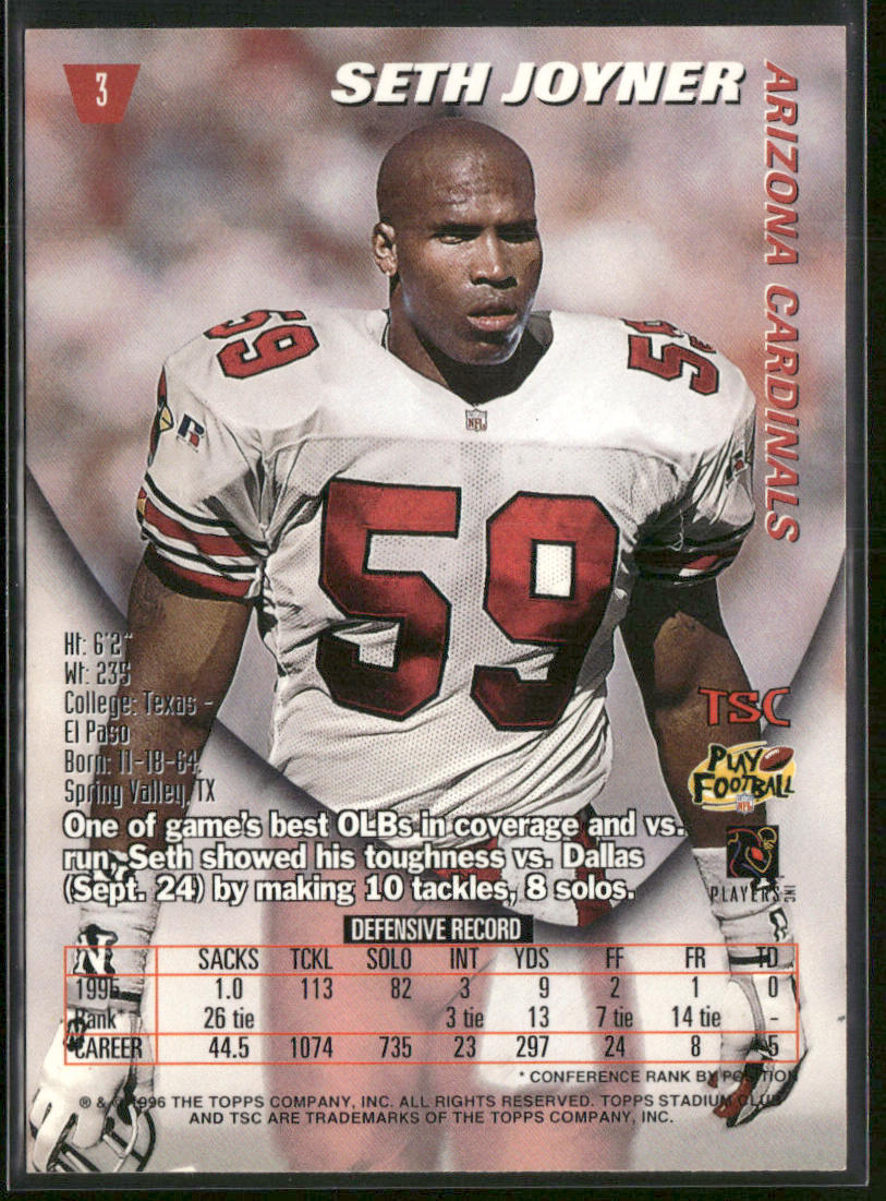 Seth Joyner 1996 Stadium Club #3 Arizona Cardinals