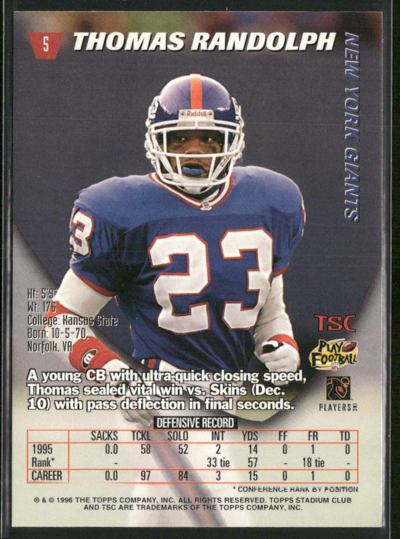 Thomas Randolph 1996 Stadium Club #5 New York Giants
