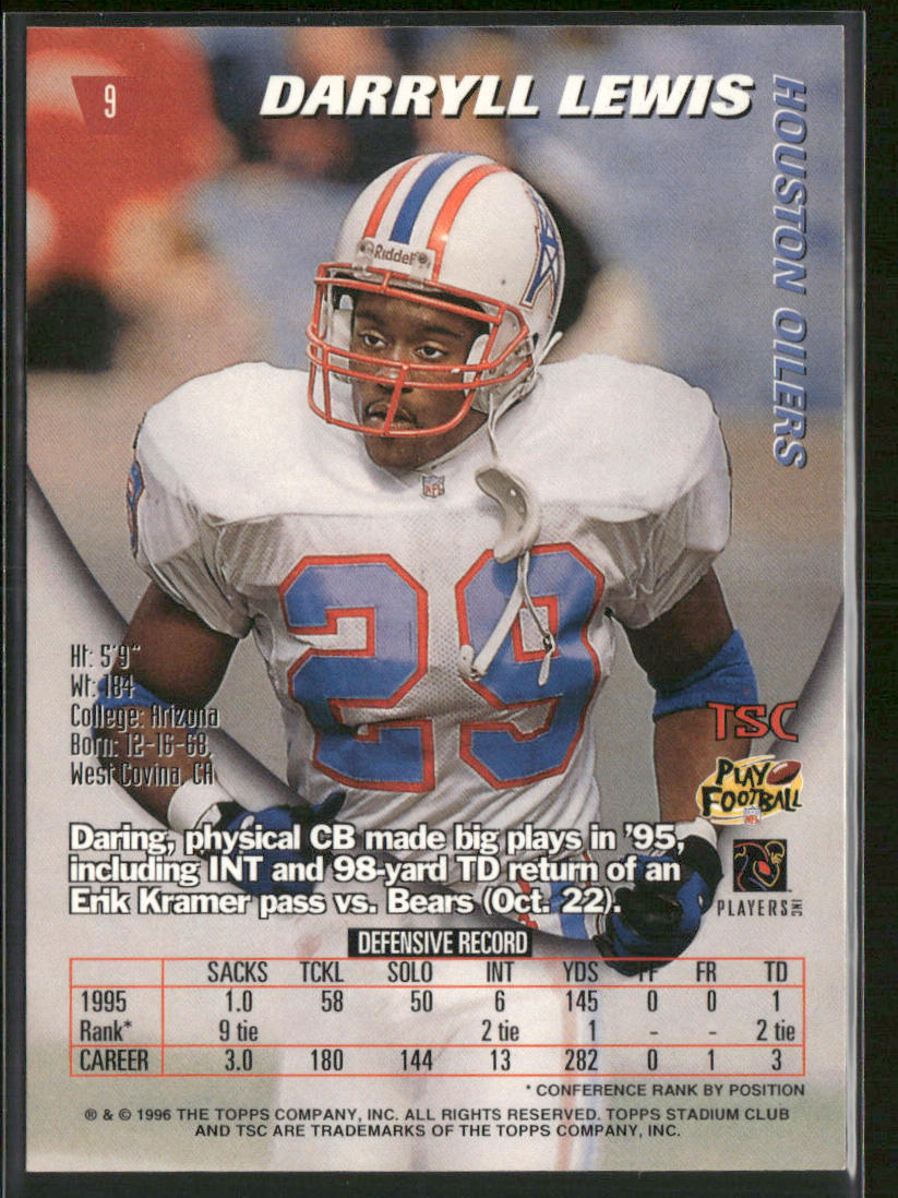 Darryll Lewis 1996 Stadium Club #9 Houston Oilers