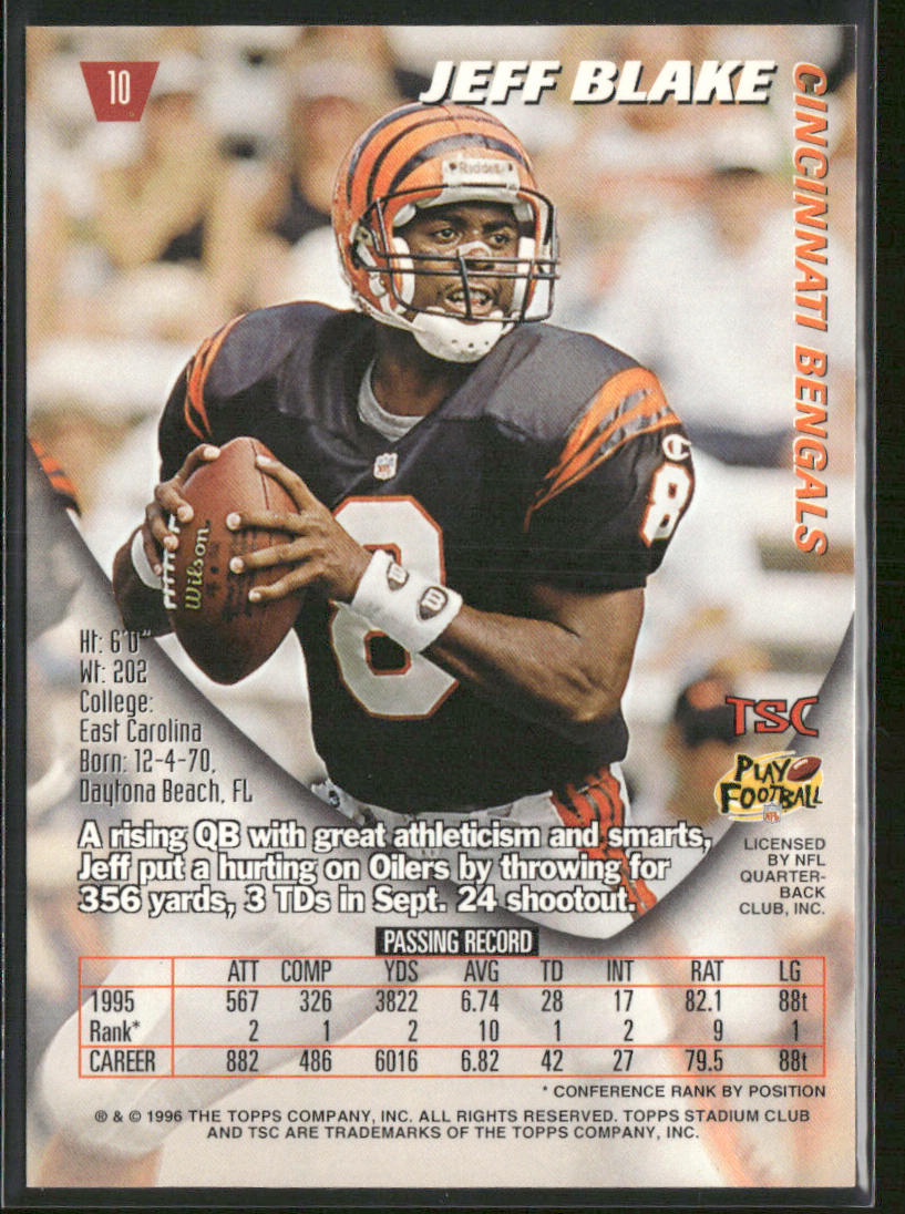Jeff Blake 1996 Stadium Club #10 Cincinnati Bengals