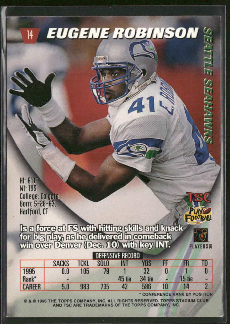Eugene Robinson 1996 Stadium Club #14 Seattle Seahawks