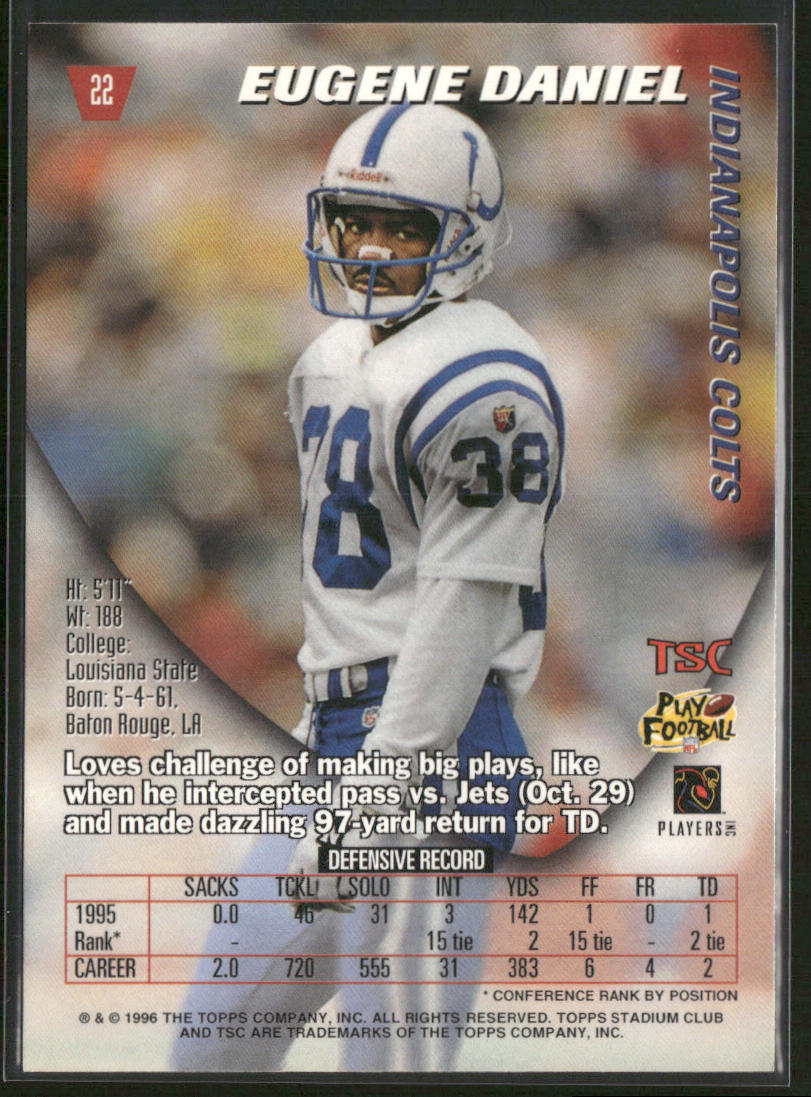 Eugene Daniel 1996 Stadium Club #22 Indianapolis Colts