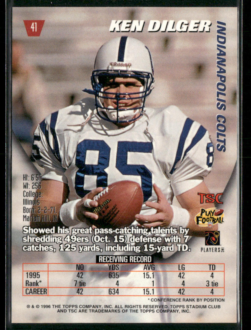 Ken Dilger 1996 Stadium Club #41 Indianapolis Colts