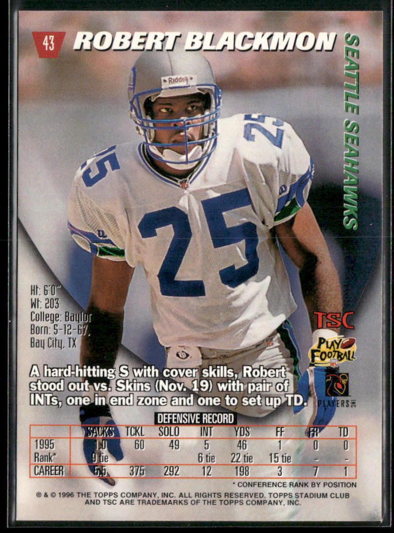 Robert Blackmon 1996 Stadium Club #43 Seattle Seahawks