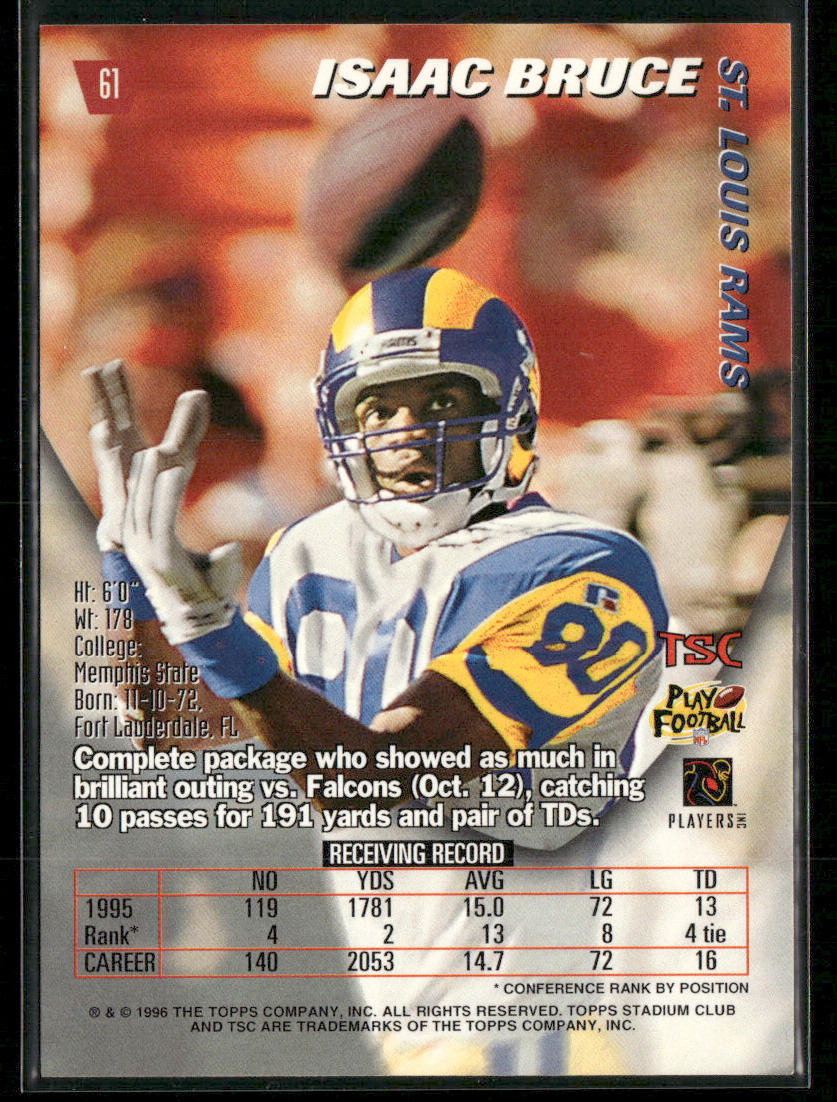 Isaac Bruce 1996 Stadium Club #61 St. Louis Rams