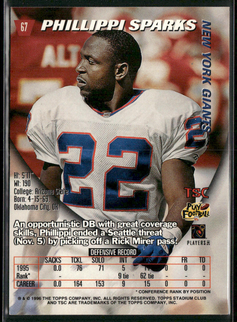 Phillippi Sparks 1996 Stadium Club #67 New York Giants