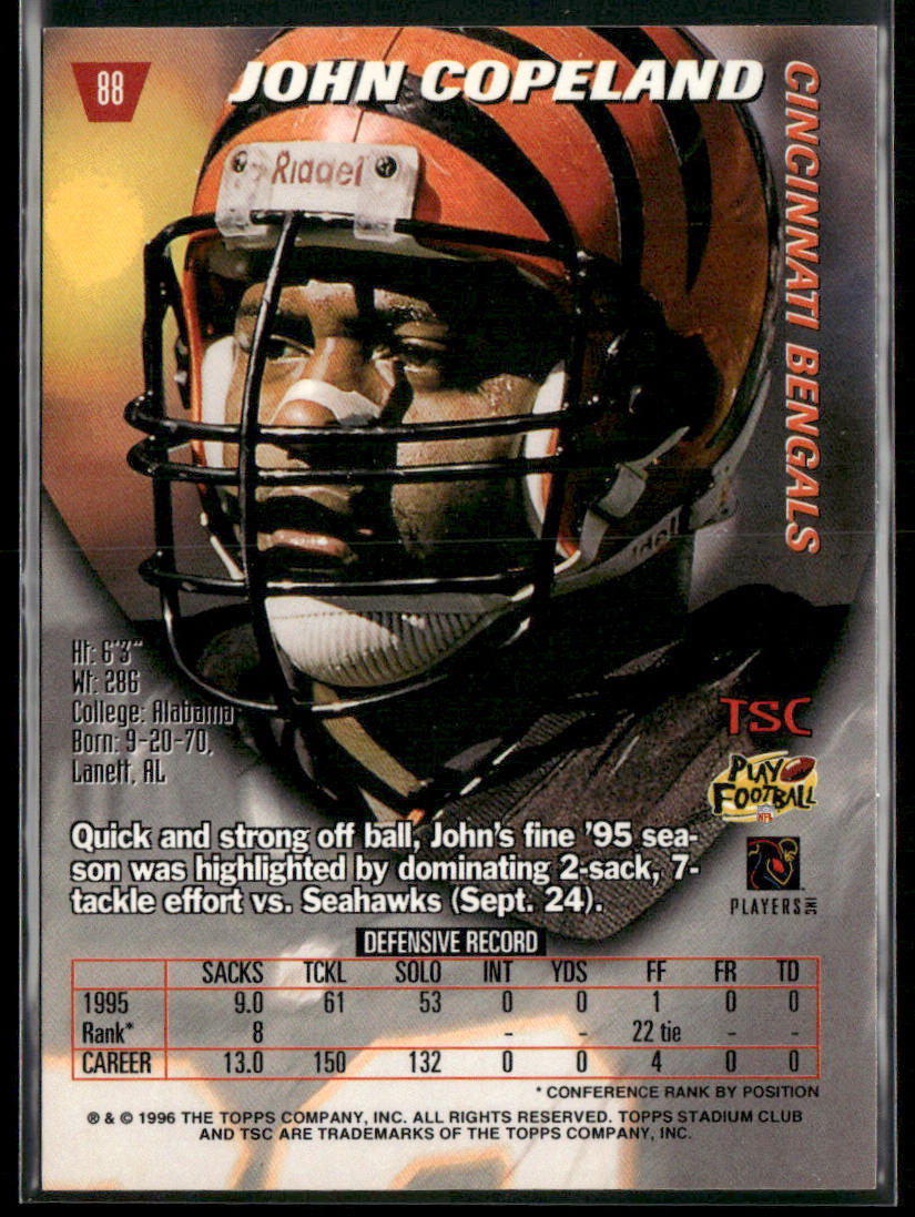 John Copeland 1996 Stadium Club #88 Cincinnati Bengals