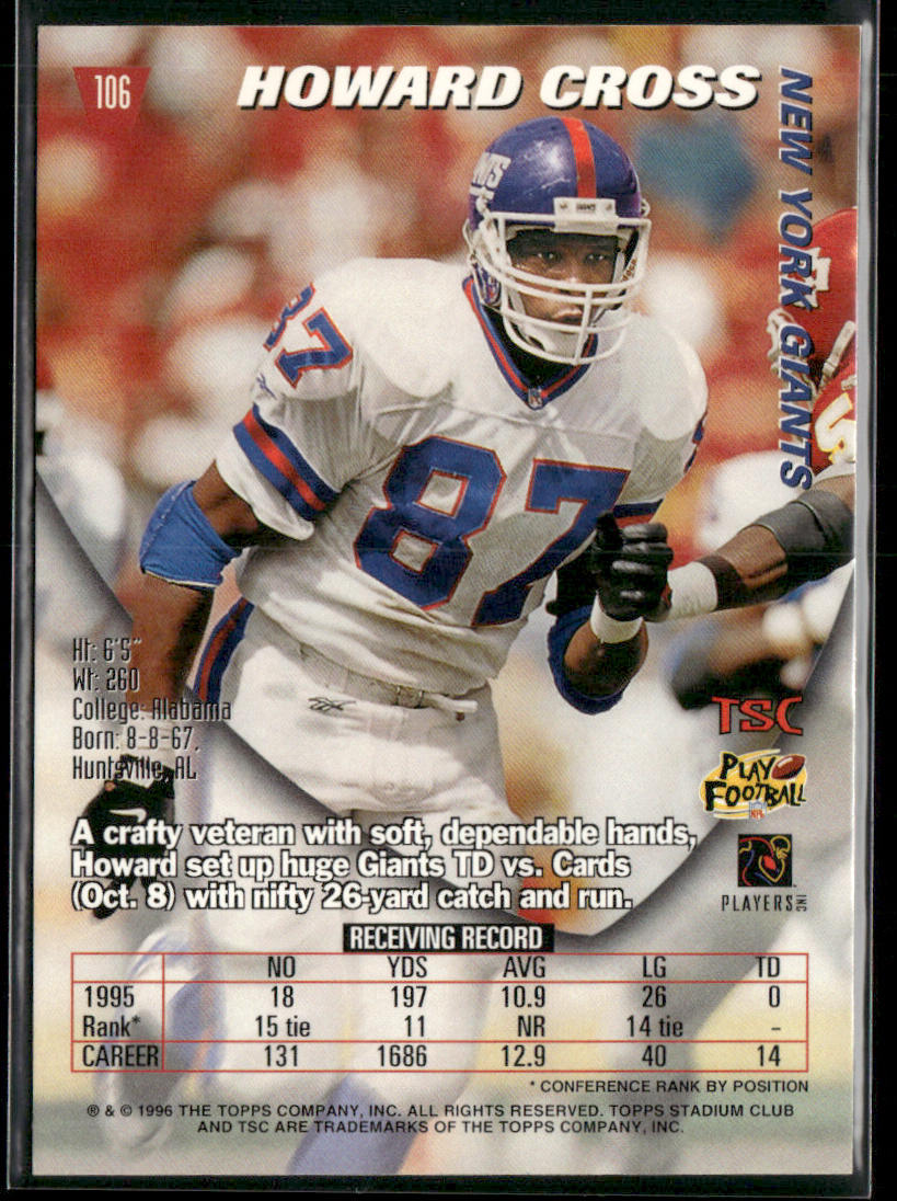 Howard Cross 1996 Stadium Club #106 New York Giants