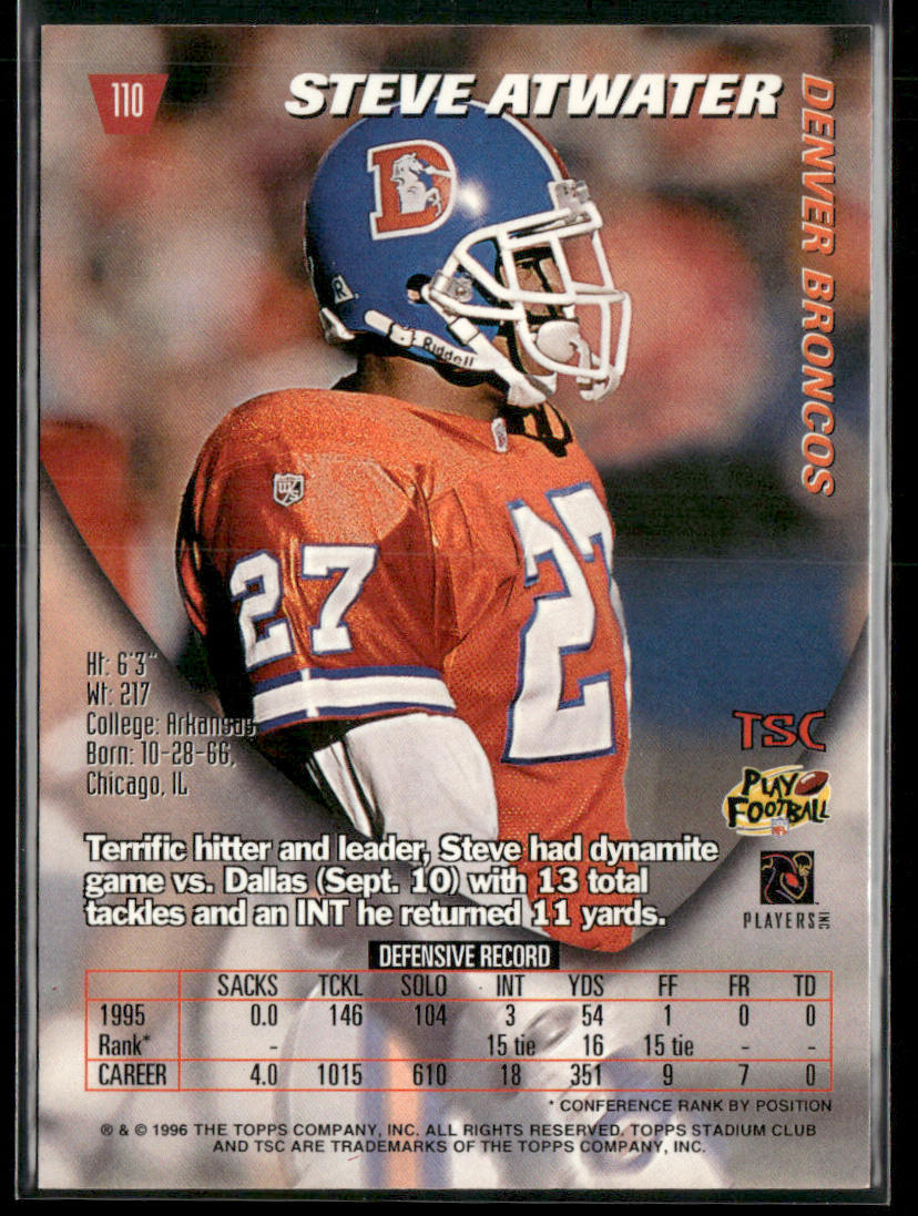 Steve Atwater 1996 Stadium Club #110 Denver Broncos