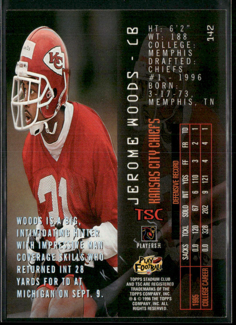 Jerome Woods 1996 Stadium Club #142 RC Kansas City Chiefs