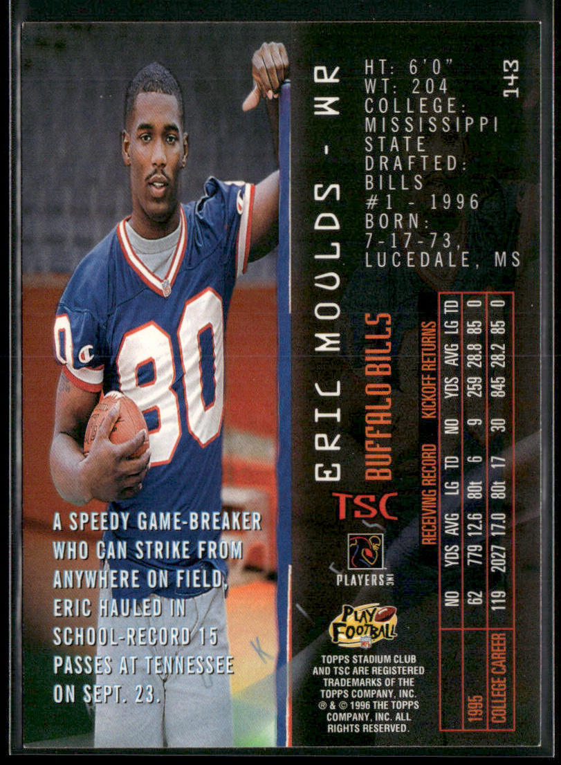 Eric Moulds 1996 Stadium Club #143 RC Buffalo Bills