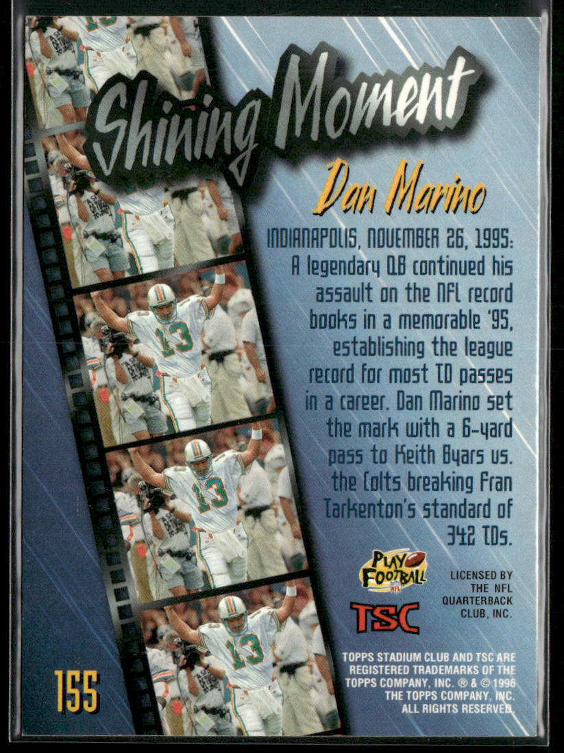 Dan Marino 1996 Stadium Club #155 Miami Dolphins