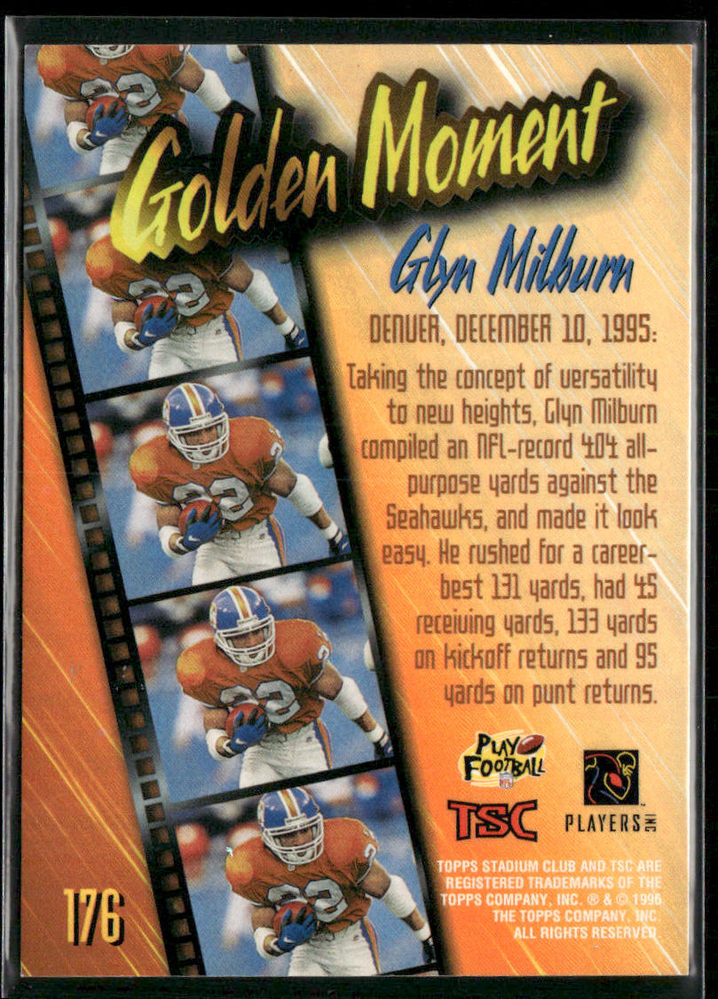 Glyn Milburn 1996 Stadium Club #176 Denver Broncos