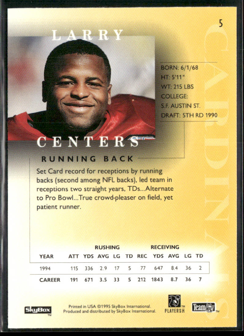 Larry Centers 1995 SkyBox Premium #5 Arizona Cardinals