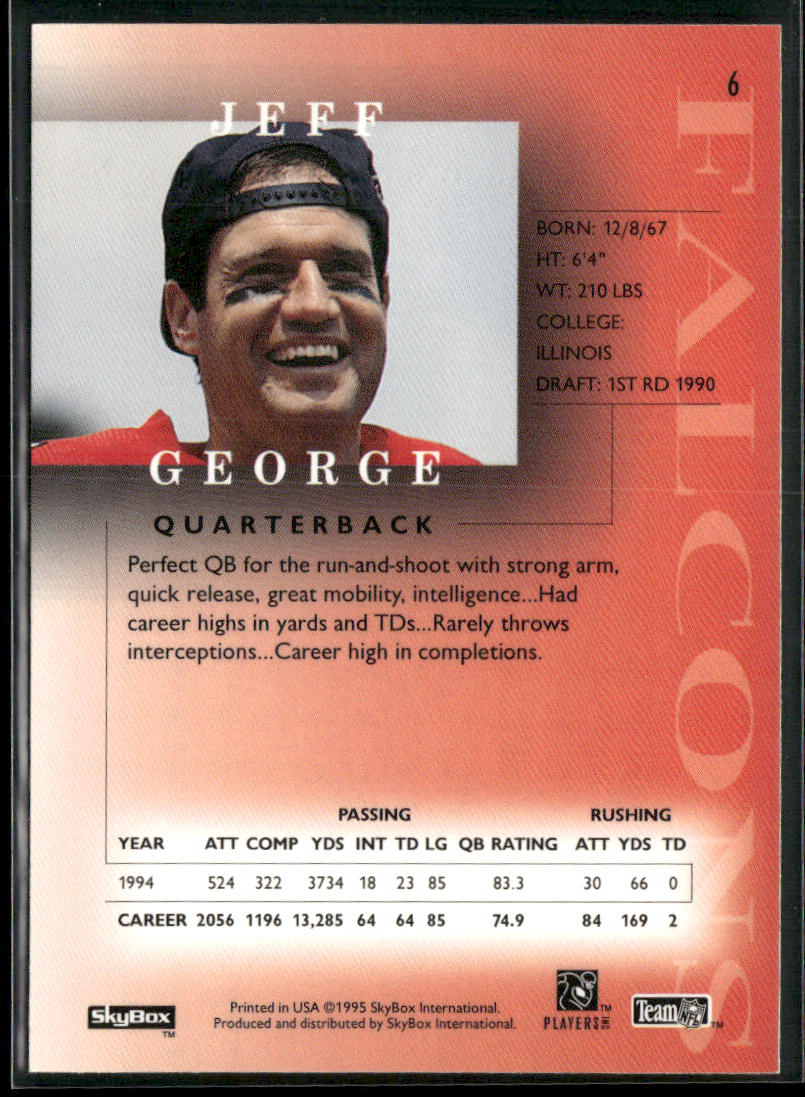 Jeff George 1995 SkyBox Premium #6 Atlanta Falcons